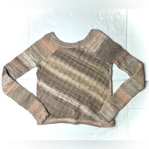 Free People‎ Multi Color Diagonal Ribbed Scoop Neck Sweater Womens XS Cardigan